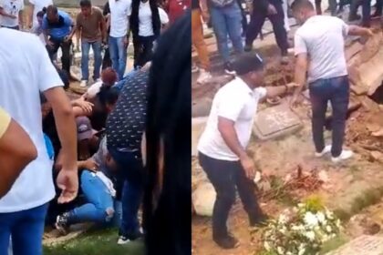 Caos y heridos: Los videos del colapso de las fosas fúnebres del cementerio de Carúpano en pleno sepelio