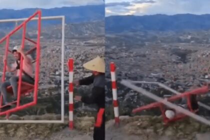 Un joven se decidió participar en un juego extremo y lo grabaron, justo, cuando se fue por un barranco. El video rápidamente se hizo viral