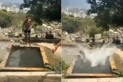 Niños se viralizan tras grabarse usando tumba del Cementerio General del Sur como una piscina