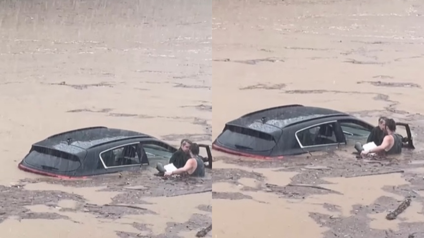 En un acto de valentía que ha conmovido a la comunidad, un desconocido se lanzó al rescate de un hombre y su perro atrapados en un vehículo sumergido por las fuertes inundaciones que han afectado a distintas comunidades de Connecticut (EEUU) en los últimos días.  