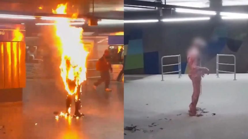 VIDEO SENSIBLE: Hombre se prendió en llamas en pleno andén de una estación del Metro en Brasil