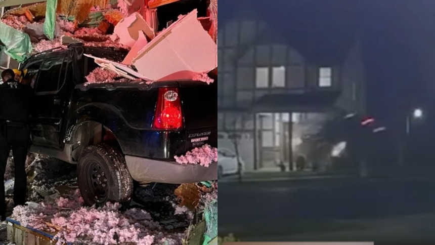 Una familia de Tigard, en Oregón (EEUU), vivió una madrugada que jamás olvidará después de que una camioneta literalmente volara por los aires y se estrellara contra su casa, dejando destruida la planta baja.  